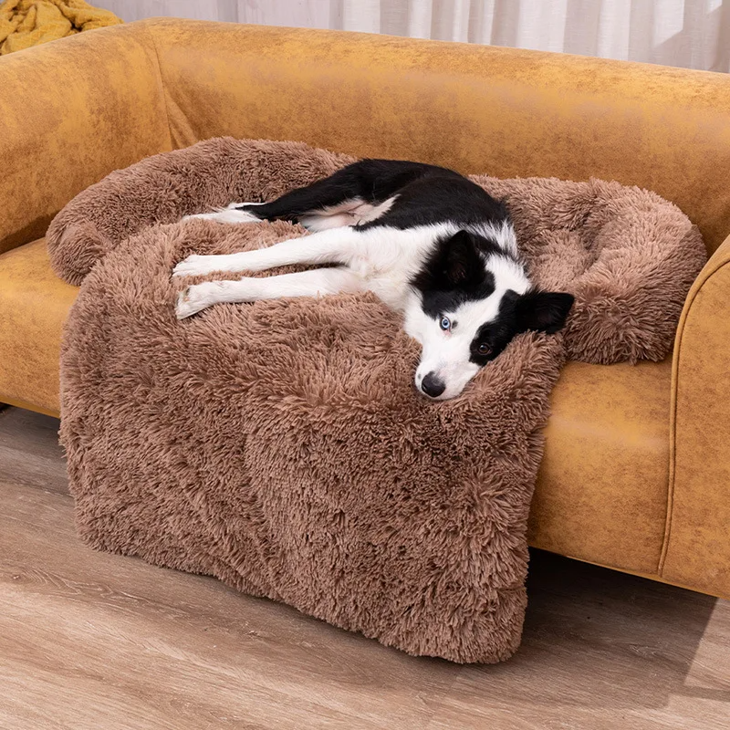 Bankbeschermer Fluffy hondenmand rechthoekig met Afneembare Wasbare Hoes