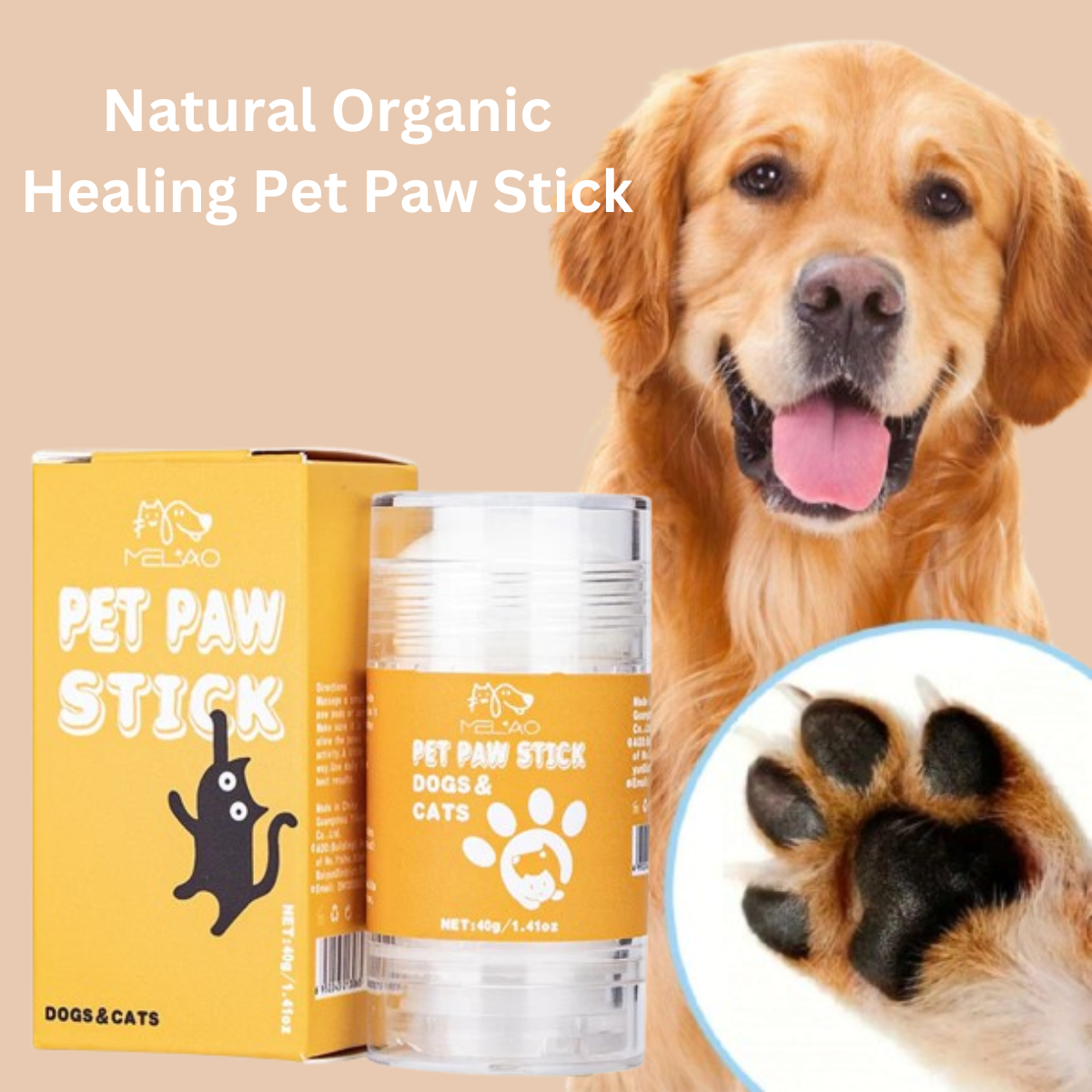 Potenbalsem 100%natuurlijk Intense Verzorgende Stick - Hydrateert, Beschermd Hondenpoot & Kattenpootjes