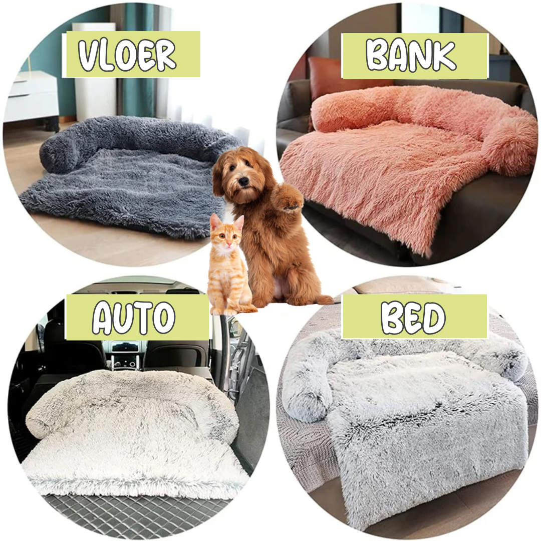 Bankbeschermer Fluffy hondenmand rechthoekig met Afneembare Wasbare Hoes