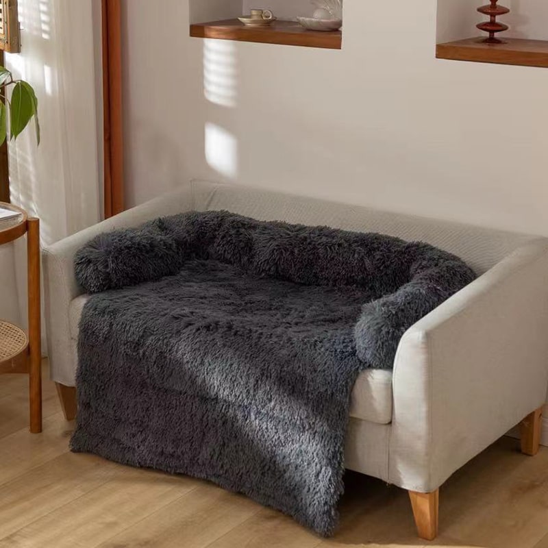 Bankbeschermer Fluffy hondenmand rechthoekig met Afneembare Wasbare Hoes