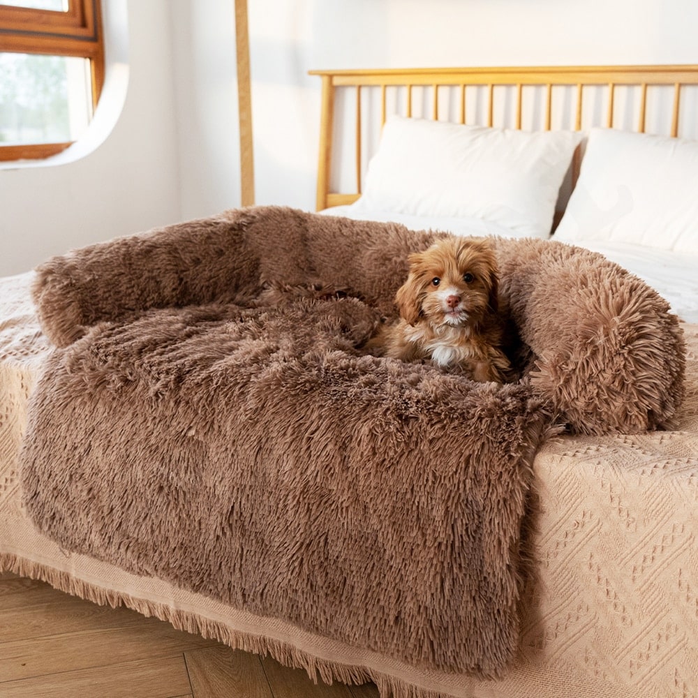 Bankbeschermer Fluffy hondenmand rechthoekig met Afneembare Wasbare Hoes