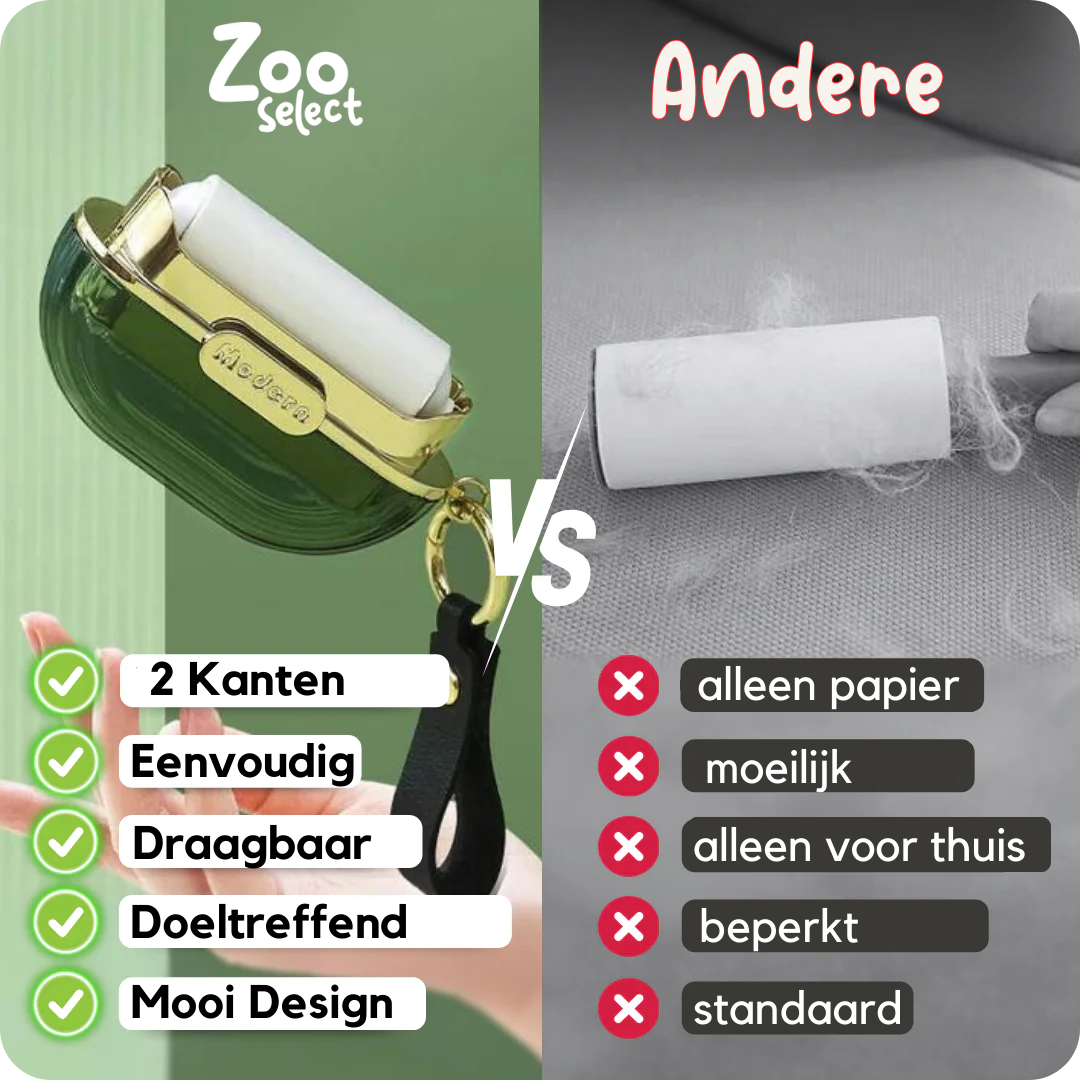 Draagbare Huisdierhaar verwijderaar - 2in1 Oplossing voor Haren en Pluis