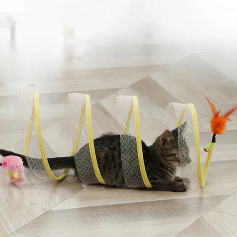 Kattentunnel Open opvouwbare Tunnel met kattenspeeltjes