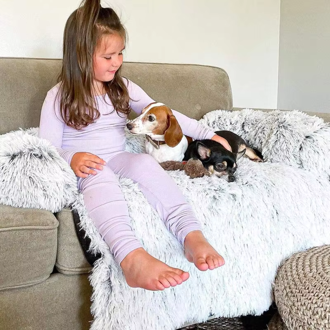 Bankbeschermer Fluffy hondenmand rechthoekig met Afneembare Wasbare Hoes