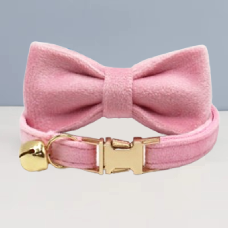 Velvet Royal kattenhalsband met belletje Strik blauw