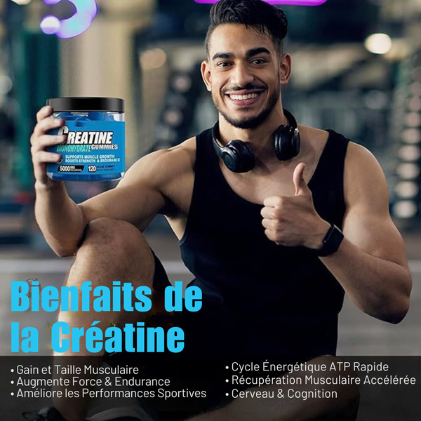 Gummies de Monohydrate de Créatine  Muscles Plus Forts, Récupération Plus Rapide