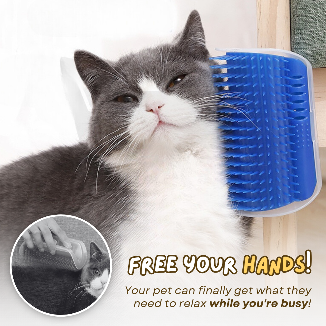 MeowGroom zelfklevende katten hoekborstel - Dé 2in1 Zelfzorg Borstel voor Massage & Verzorging