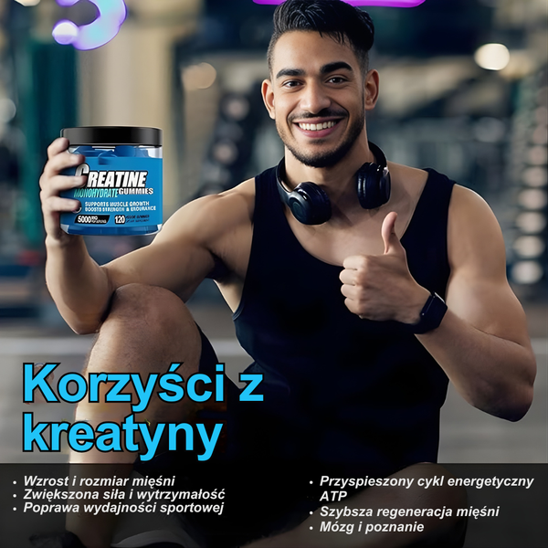 Gumy z monohydratem kreatyny  Silniejsze mięśnie, szybsza regeneracja
