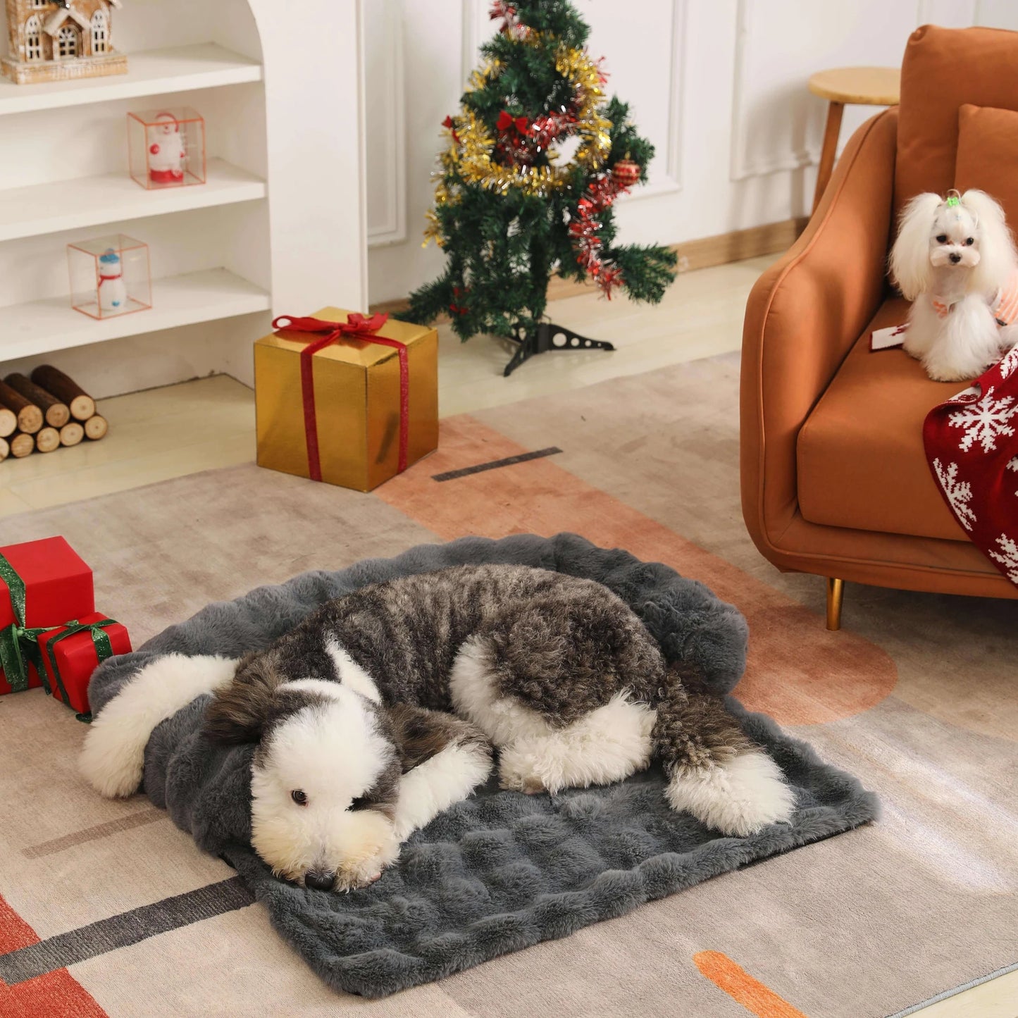 Fluffy Bankbeschermer hondenmand grijs met Afneembare Wasbare Hoes