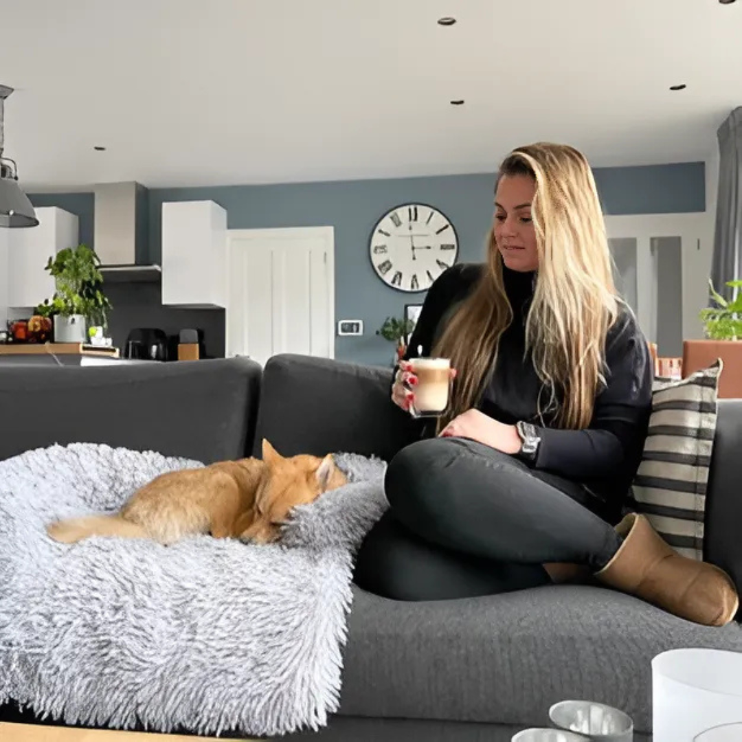 Bankbeschermer Fluffy hondenmand rechthoekig met Afneembare Wasbare Hoes