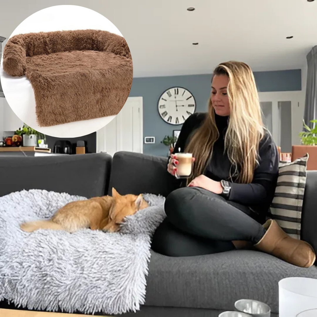 Bankbeschermer Fluffy hondenmand rechthoekig met Afneembare Wasbare Hoes