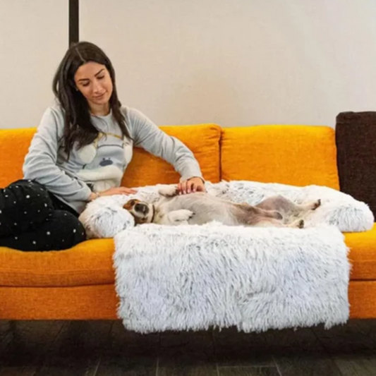 Bankbeschermer Fluffy hondenmand rechthoekig met Afneembare Wasbare Hoes