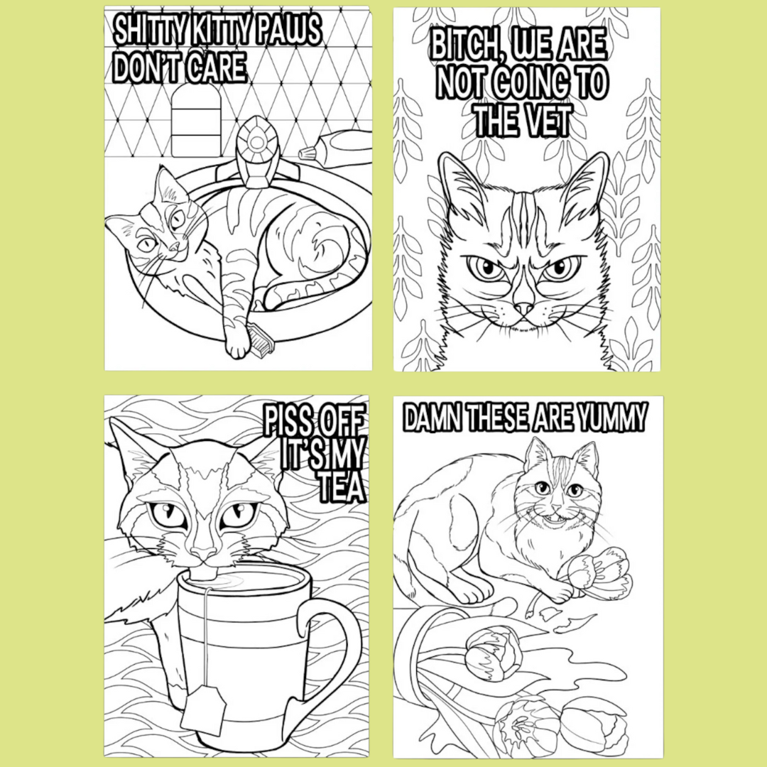 Kitty memes katten kleurboek volwassenen Mindfulness & Ontspanning