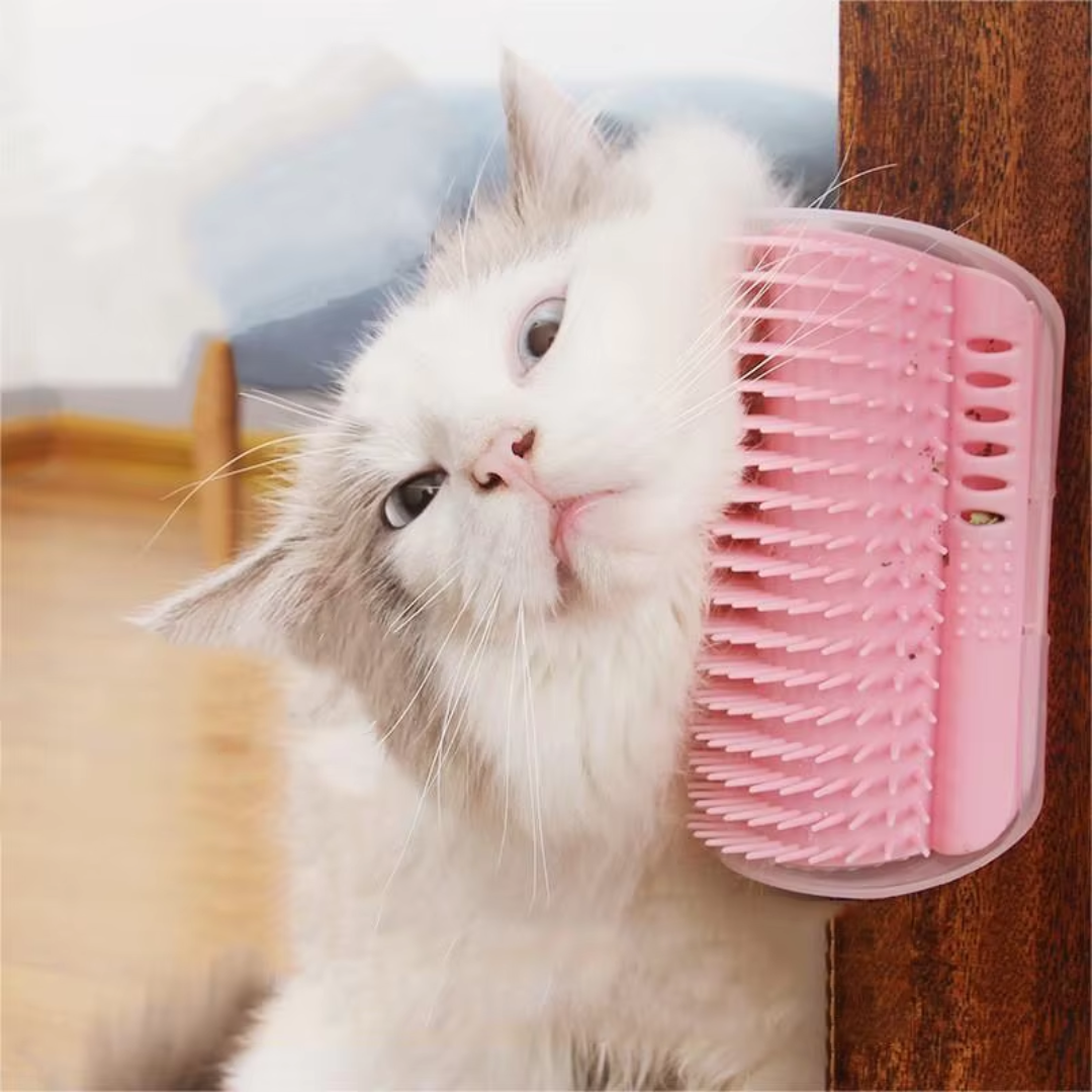 MeowGroom zelfklevende katten hoekborstel - Dé 2in1 Zelfzorg Borstel voor Massage & Verzorging
