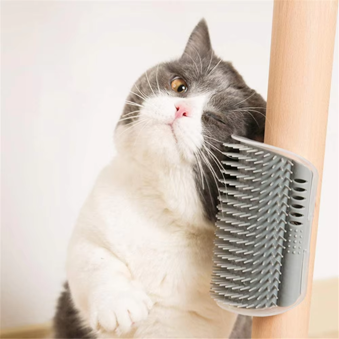 MeowGroom zelfklevende katten hoekborstel - Dé 2in1 Zelfzorg Borstel voor Massage & Verzorging