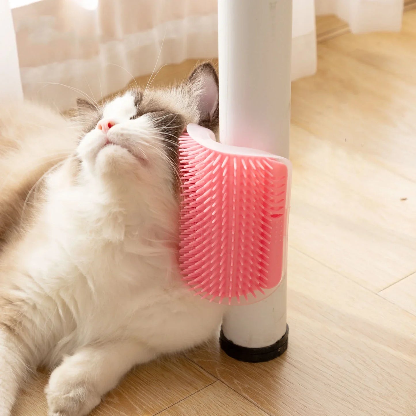 MeowGroom zelfklevende katten hoekborstel - Dé 2in1 Zelfzorg Borstel voor Massage & Verzorging