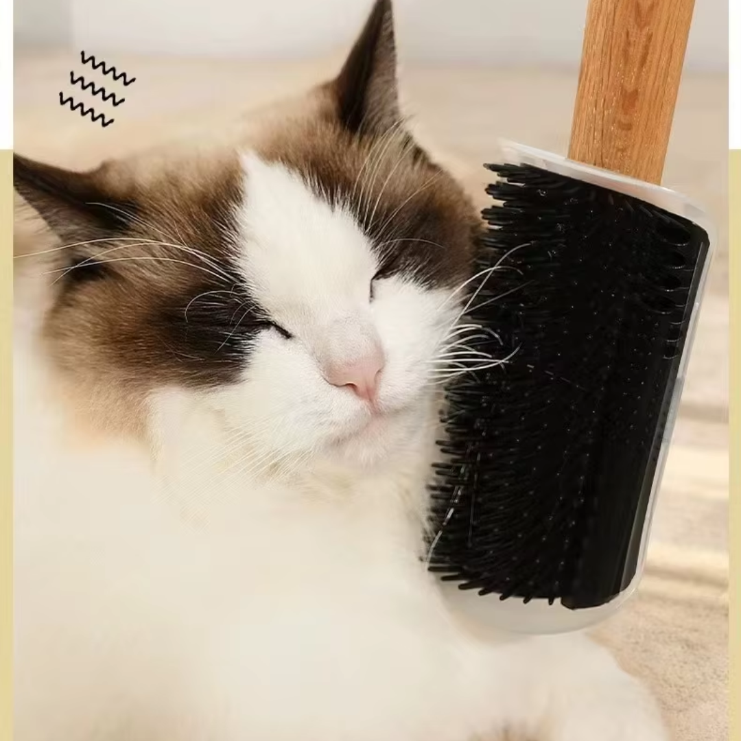 MeowGroom zelfklevende katten hoekborstel - Dé 2in1 Zelfzorg Borstel voor Massage & Verzorging