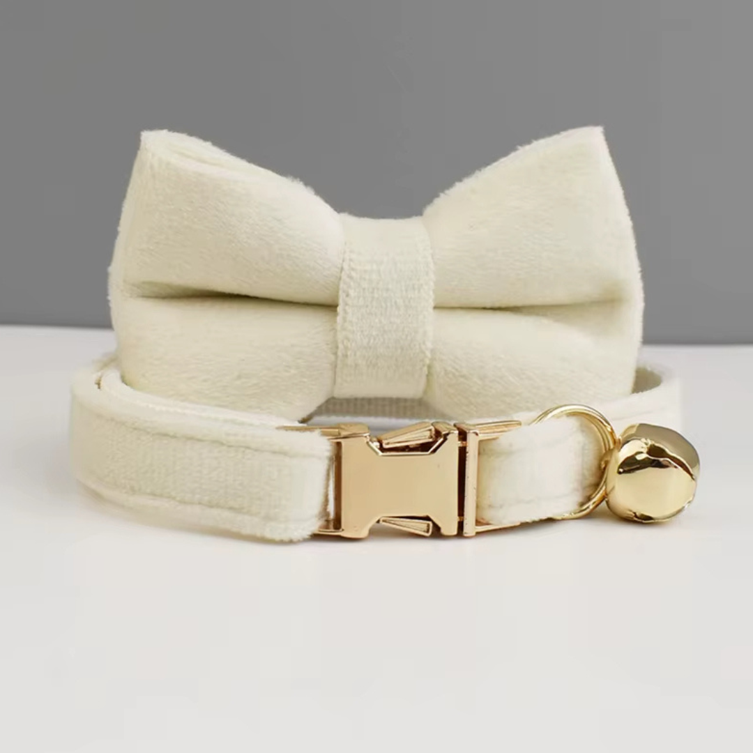 Velvet Royal kattenhalsband met Belletje en verwijderbare Strik
