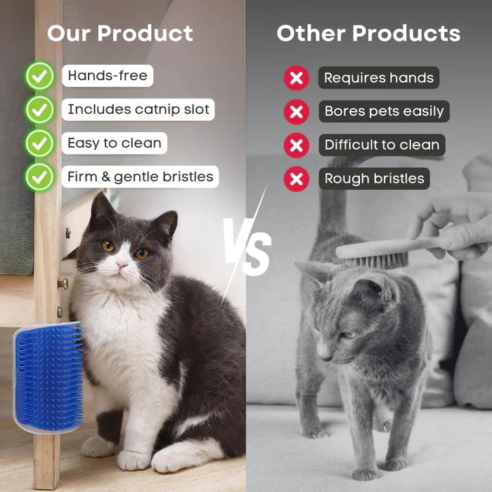 MeowGroom zelfklevende katten hoekborstel - Dé 2in1 Zelfzorg Borstel voor Massage & Verzorging